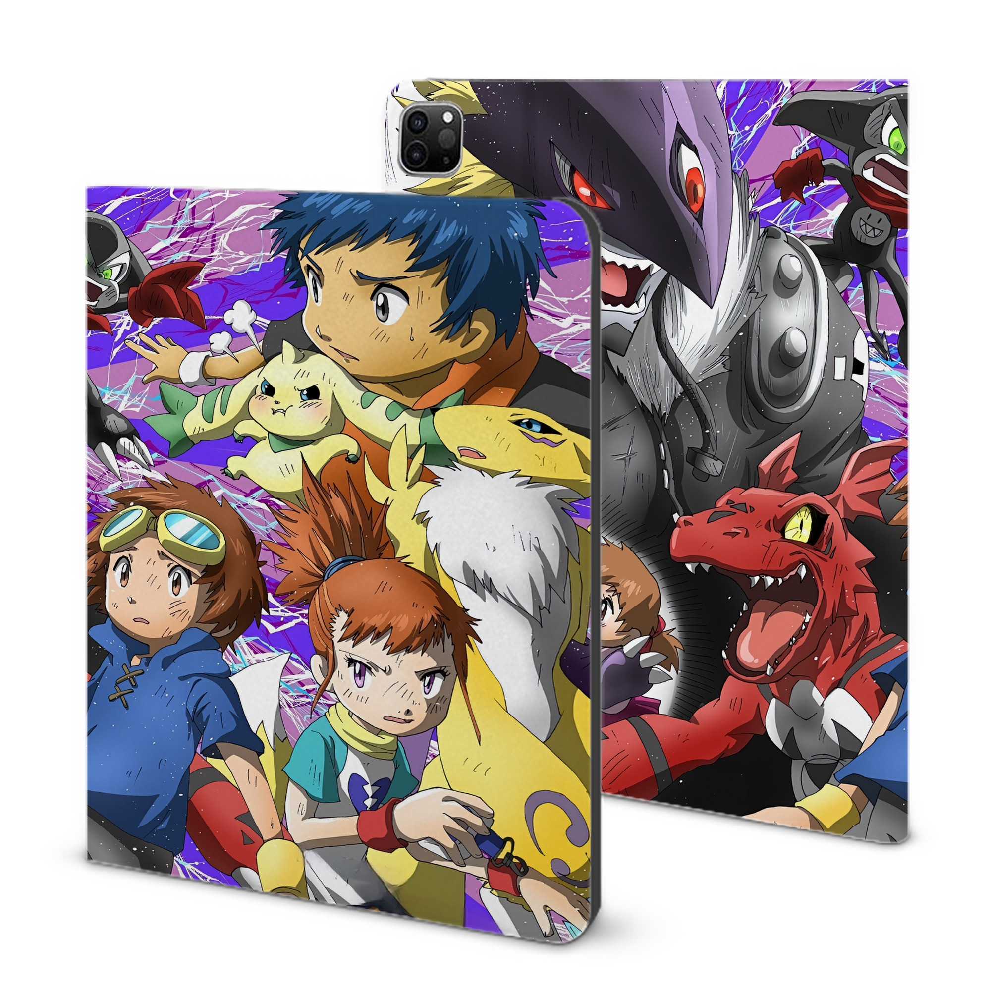 （画像用） Digimon デジタルモンスター/デジモン IPad ケース ブック型 PUレザー TPU 耐衝撃 軽量 薄型 ペン収納なし 全面保護 IPad 各モデル対応